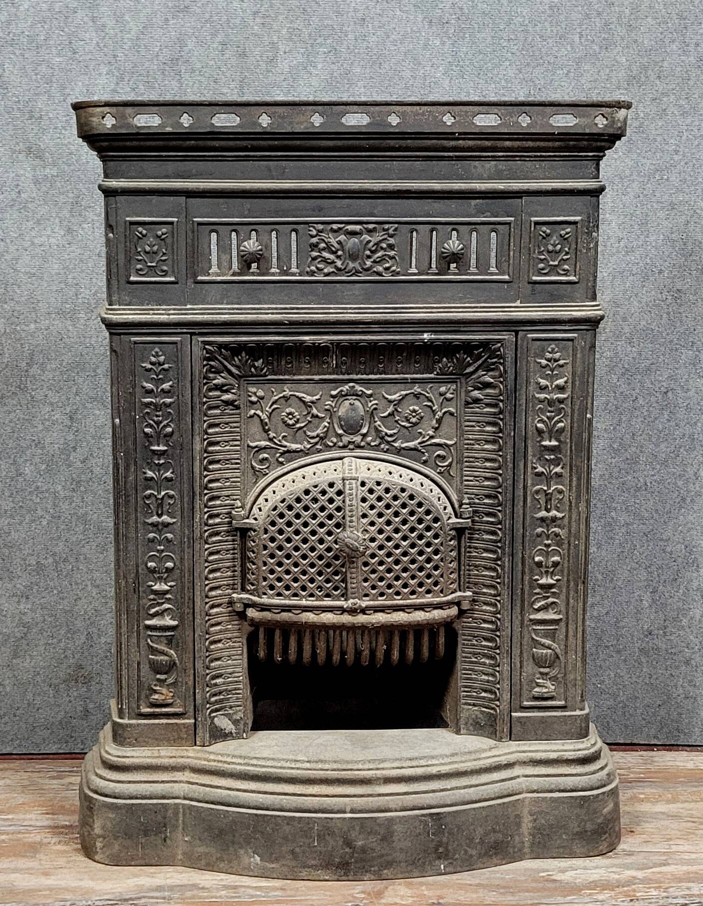 Napoleon III period cast iron fireplace mantel or front circa 1880