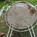 Paire de fauteuils de jardin anciens fer plein métal