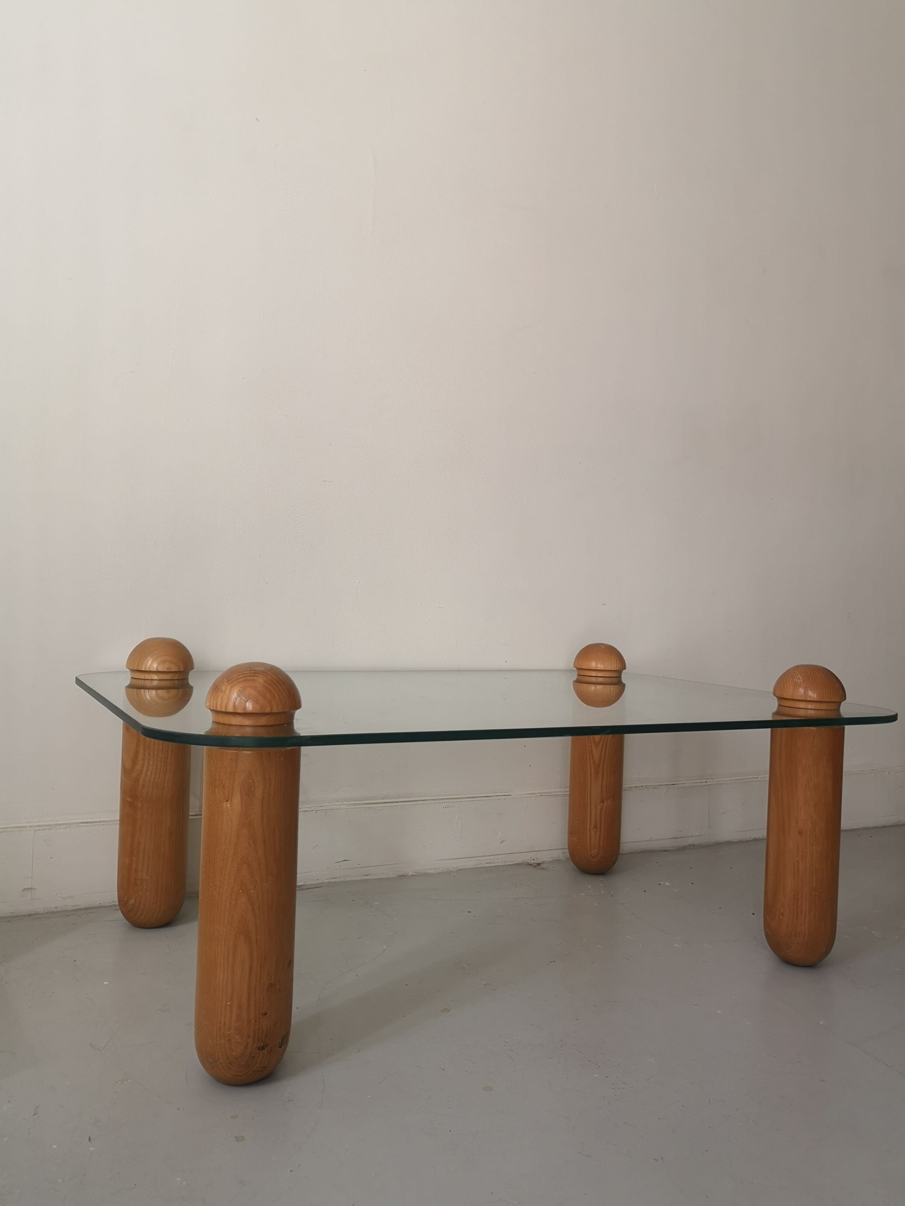 coffee table thick glass, italy 1970