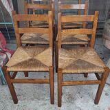 6 rustic oak chairs