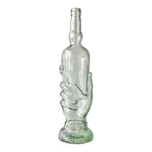 Bouteille en verre Legras ''main transparente'' vers 1920, carafe ancienne