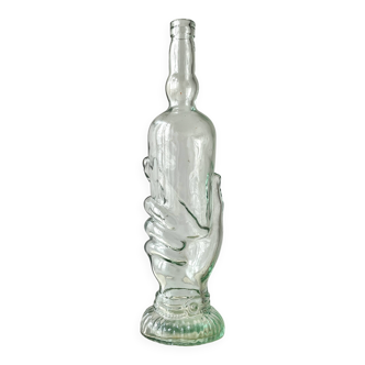 Legras glass bottle "transparent hand" circa 1920, antique carafe