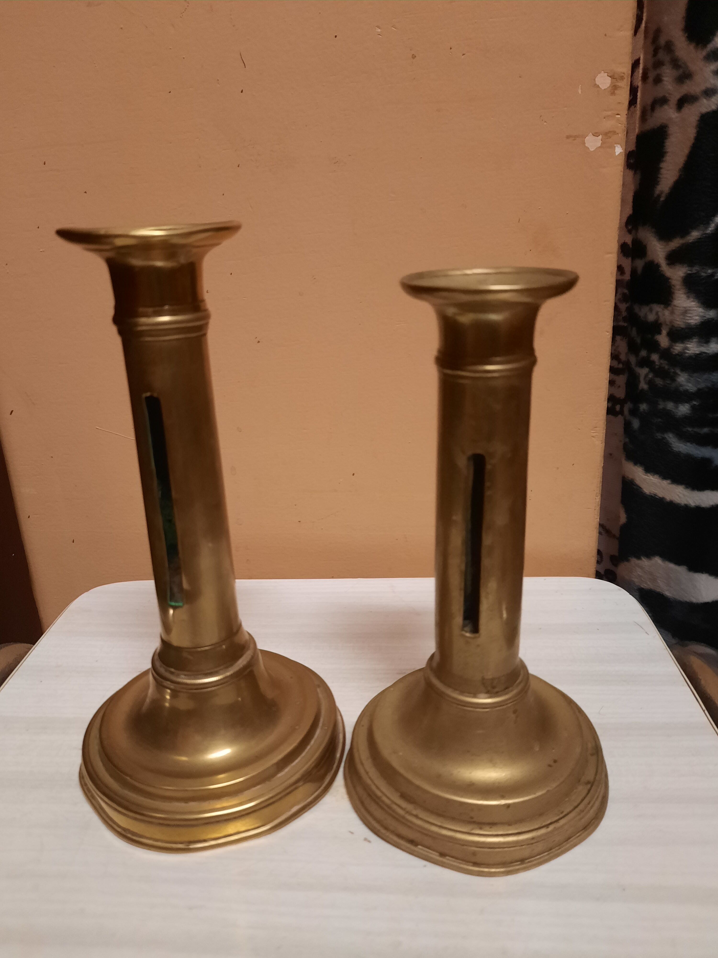 Pair of golden candle holders