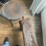 Brutalist burnt wood bench
