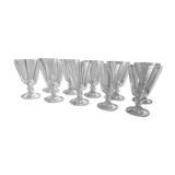 Set of 10 vintage 1970s crystal water or wine glasses