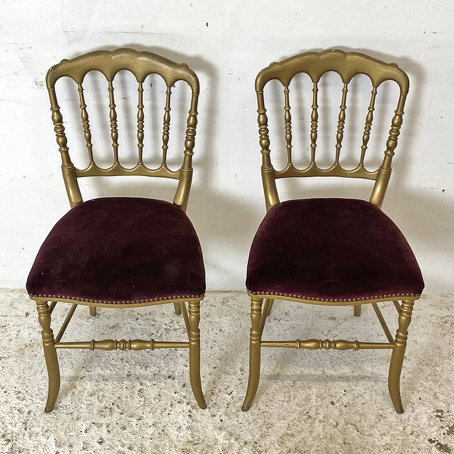 Pair of charivari chairs in gilded wood