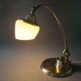 Old desk lamp brass tulip opaline