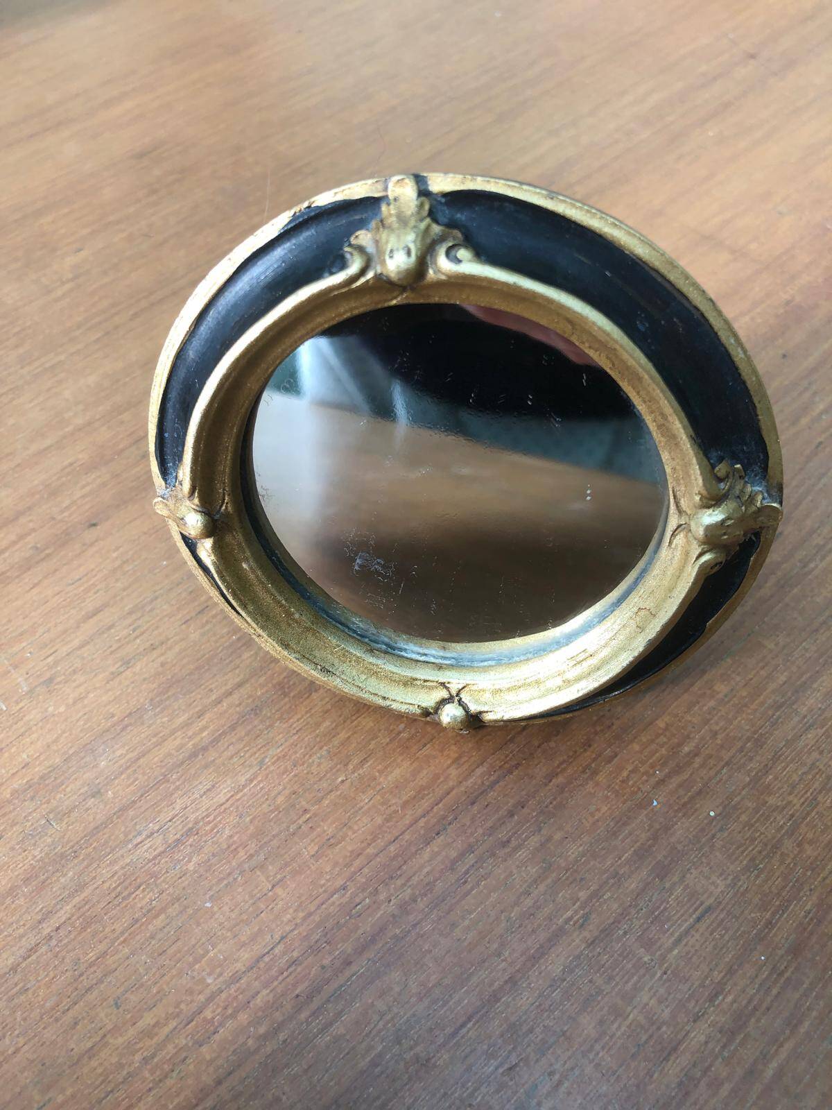 Petit miroir ancien bois noir et doré