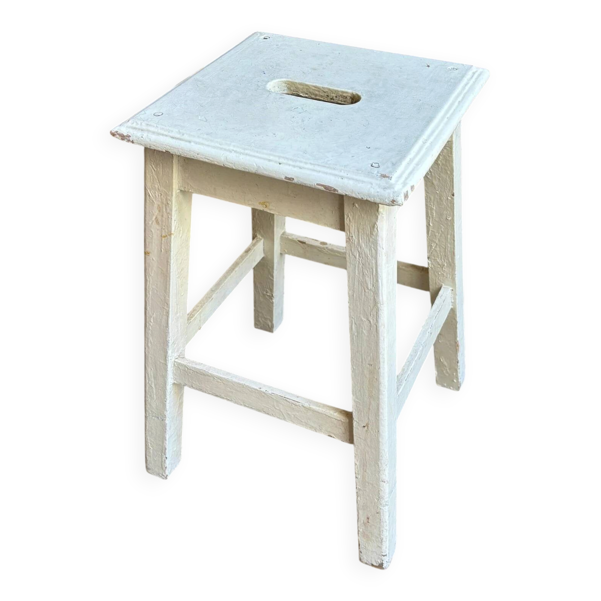 White wooden stool
