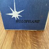 Vintage wall lamp, opaline and prismatic glass, Holophane 1960