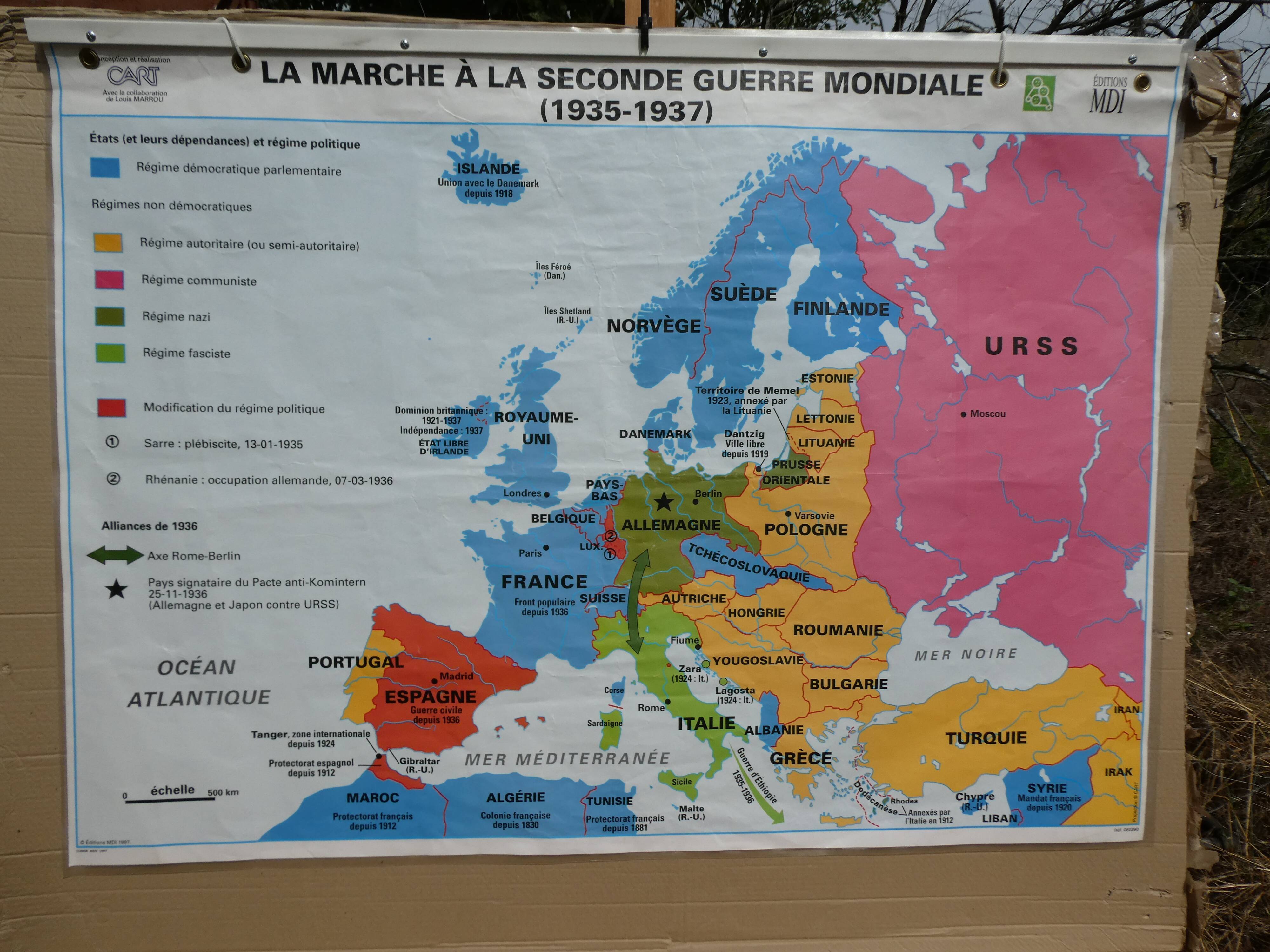 Vintage school map MDI Europe - Second War