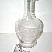 Baccarat crystal decanter engraved with guilloché volute acid 1920
