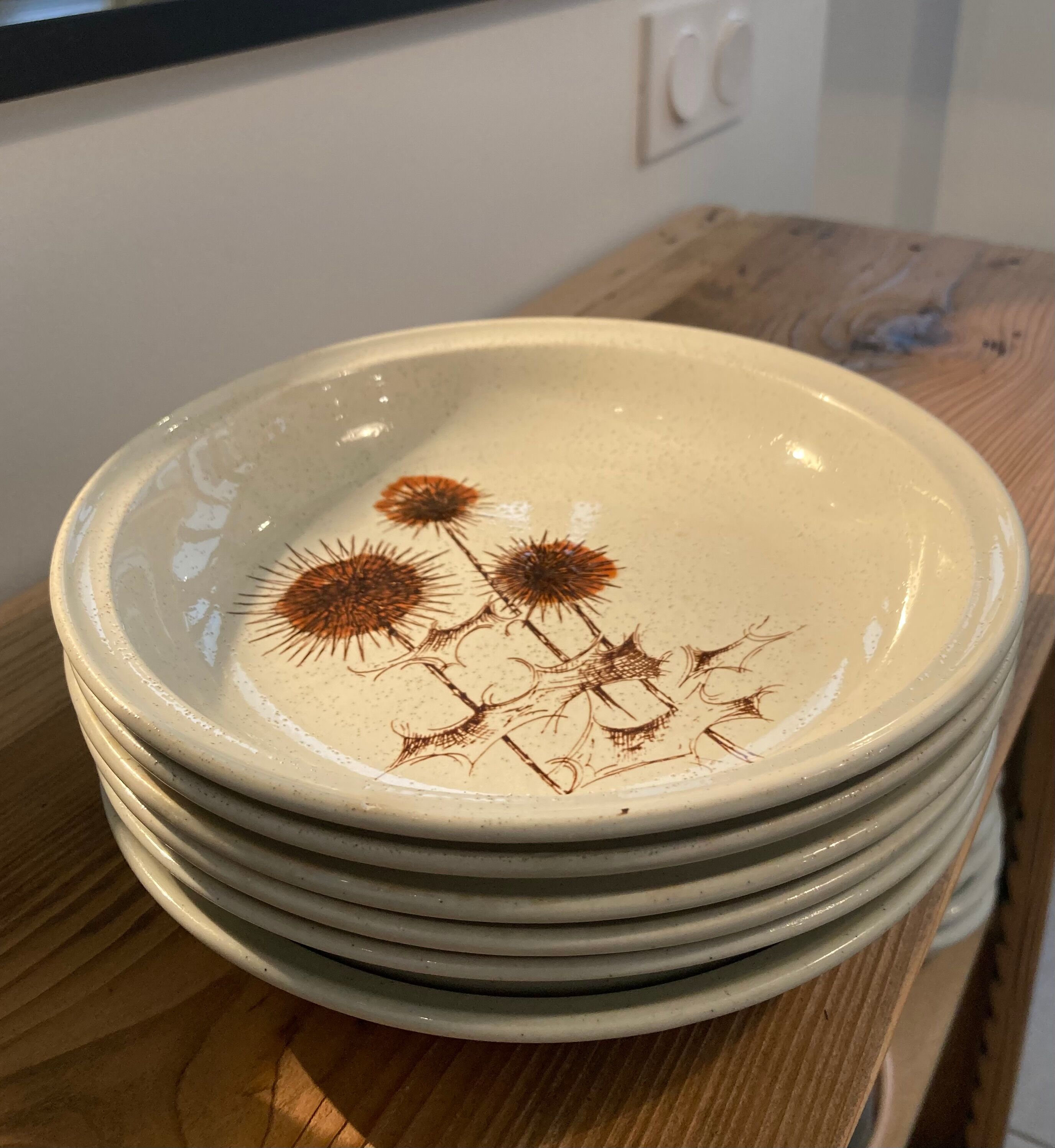 Set of 6 Sarreguemines Chardon bowl-shaped plates