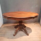 Guéridon, table violon Napoléon III en noyer