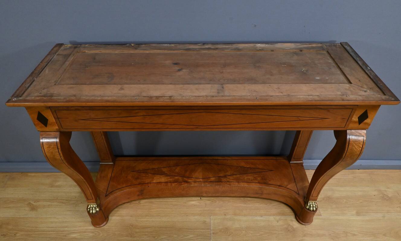 Walnut Burl Console, Restoration Period – Early 19th Century