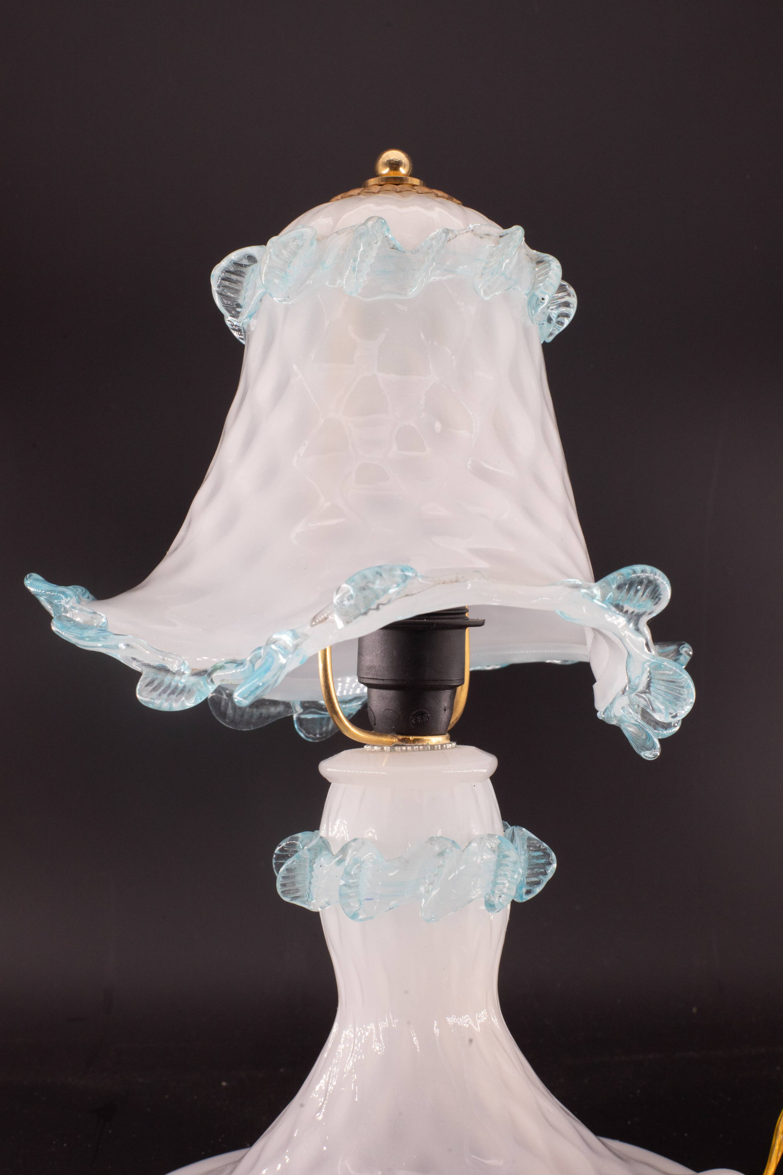 Petite Murano Blu and Trasparent Bubble Glass Table Lamps