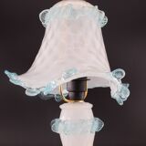 Lampe de table en verre de Murano blanc et bleu, Italie 1970