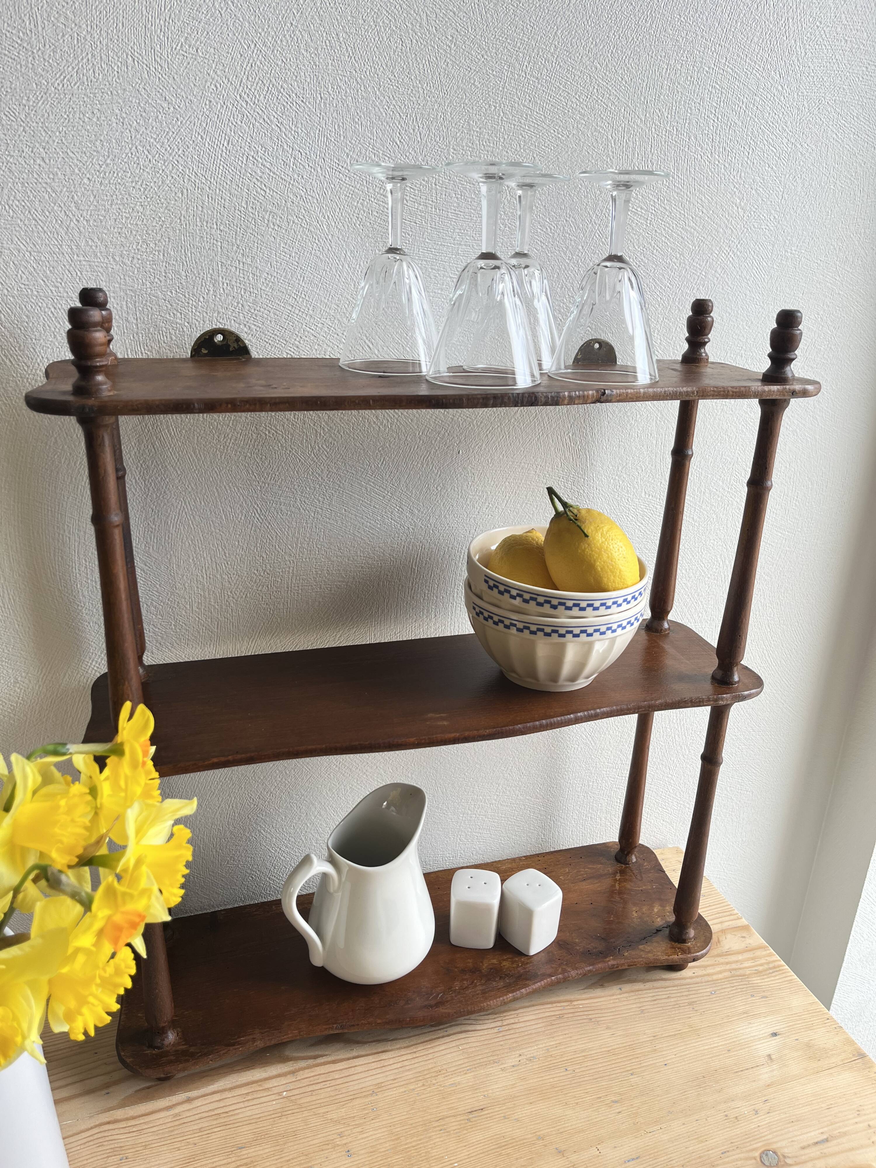 Old wooden reel shelf