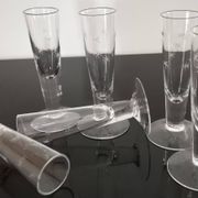 6 petites flutes anciennes en cristal soufflés à la main