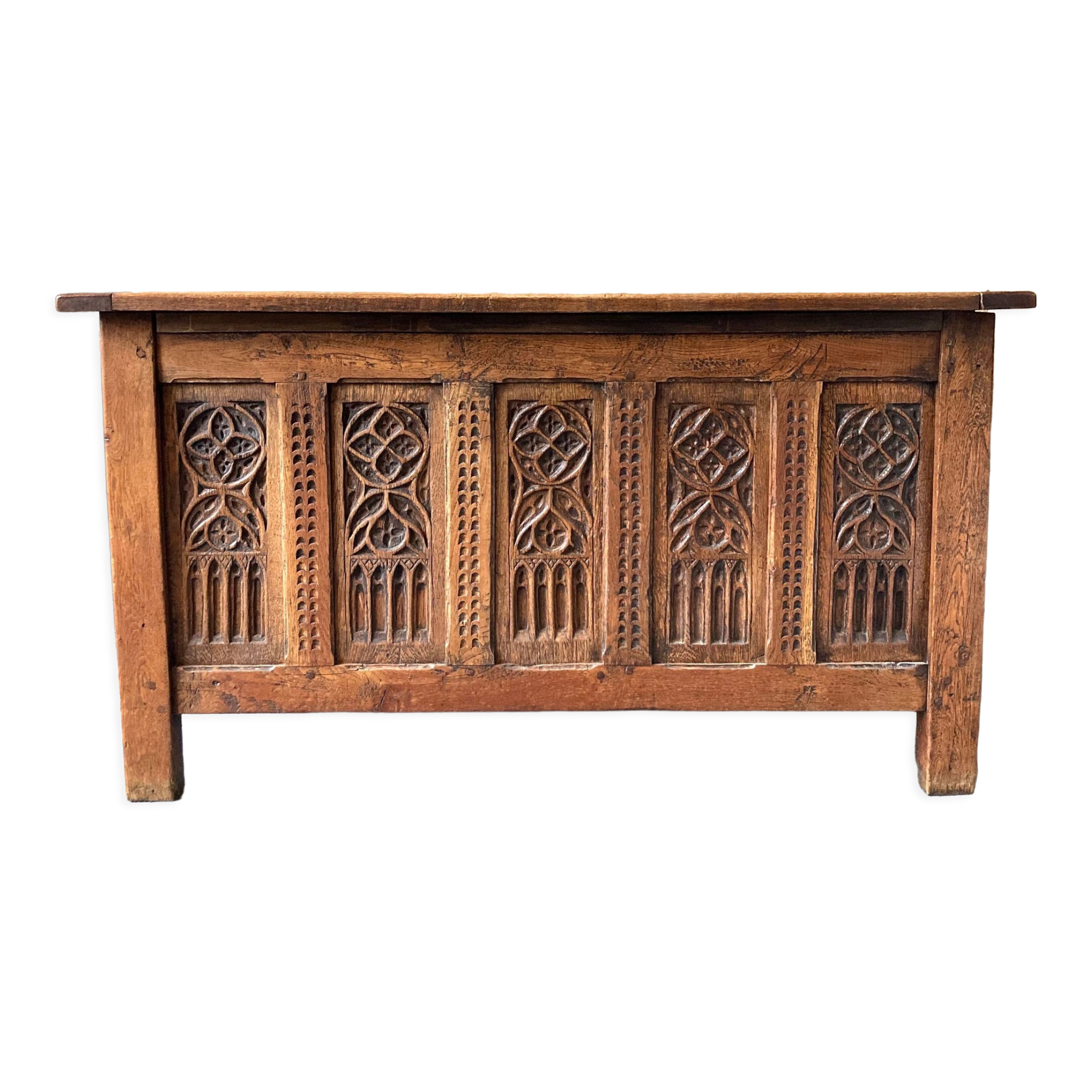 Carved wooden chest