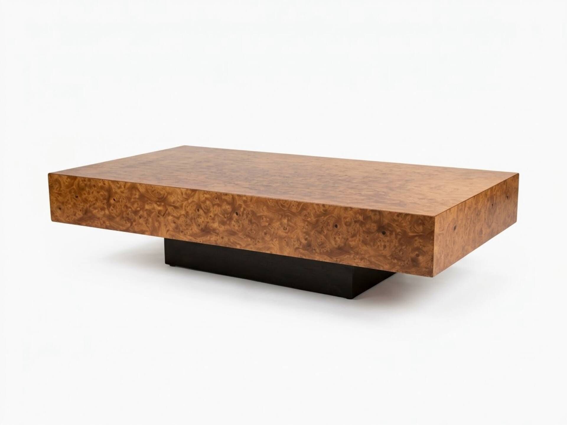 Rectangular coffee table in elm burl