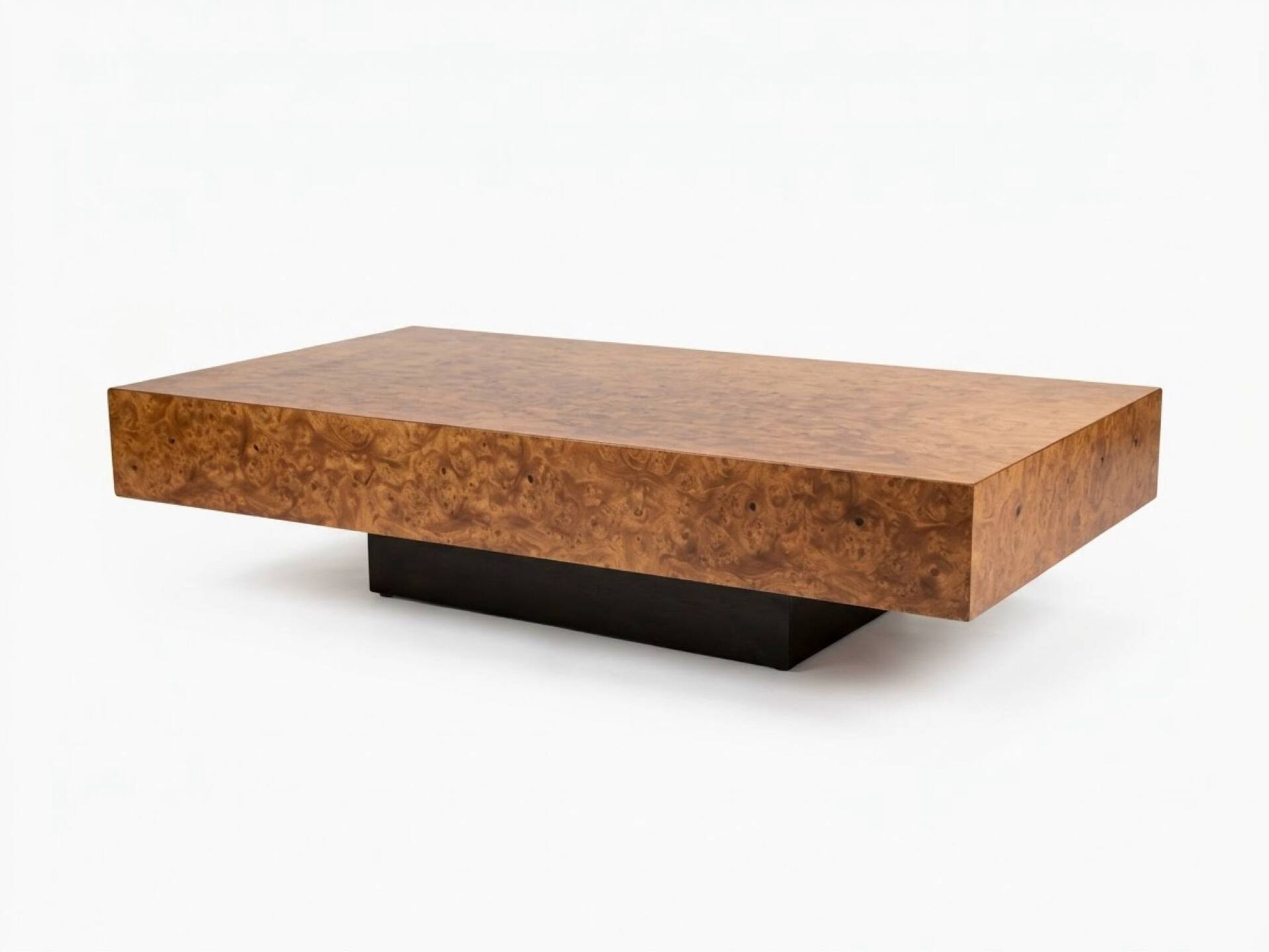 Table basse rectangulaire en loupe d'orme