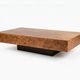 Rectangular coffee table in elm burl
