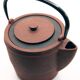 Cast iron chocolate teapot from Japan wabi sabi and its stainless steel filter