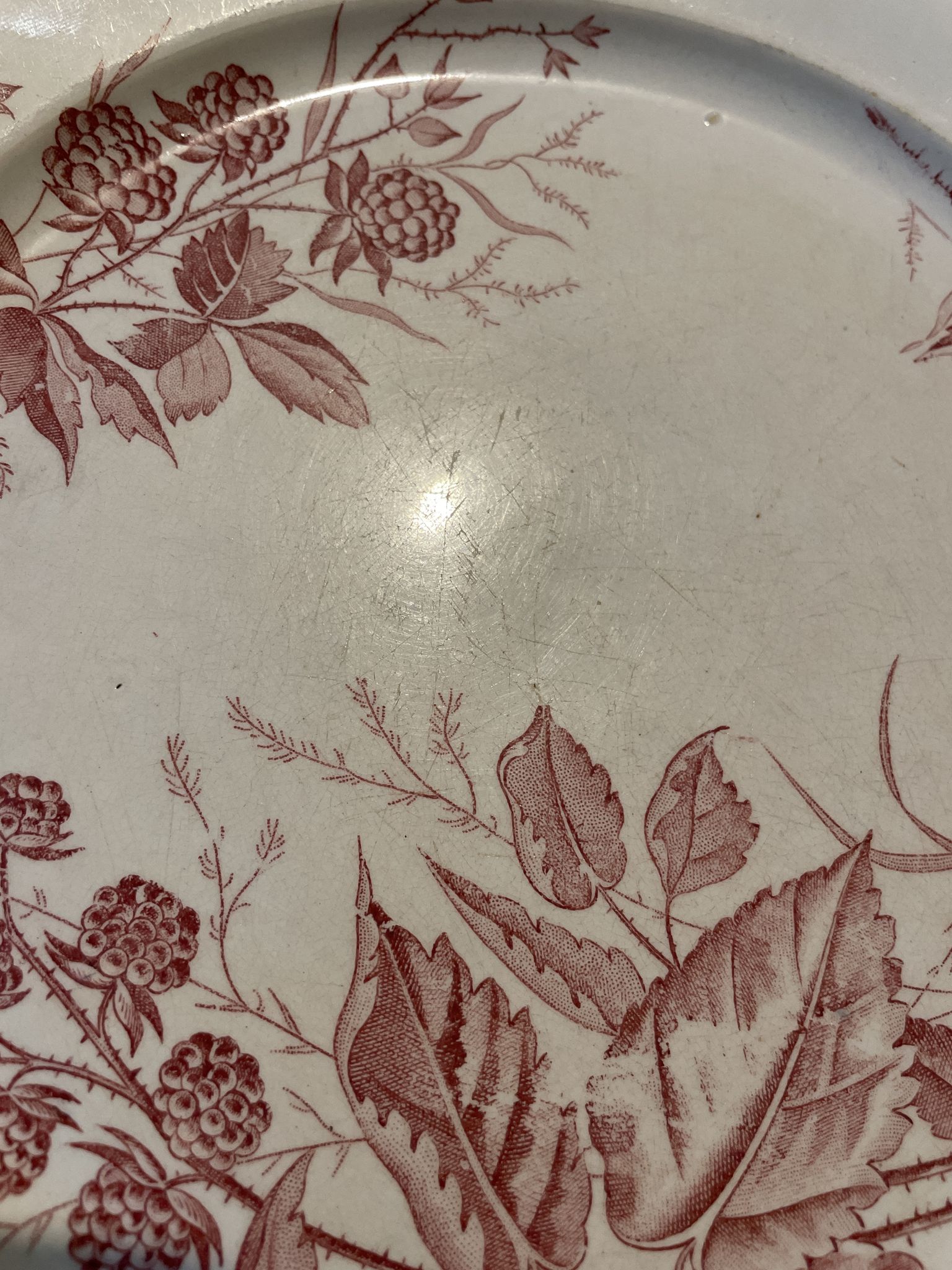 Set of 4 old flat plates Terre de Fer, earthenware of Badonviller