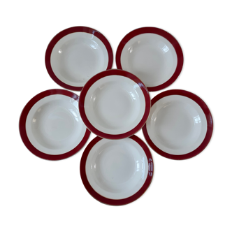Lot de 6 assiettes creuses Digoin modèle Île de France