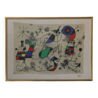 Joan Miró, Composition, Lithographie couleur, années 1960, encadrée