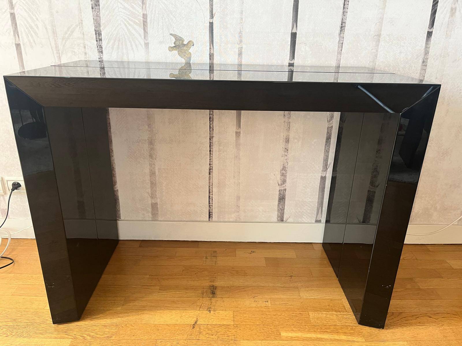 Roche Bobois black lacquered console table
