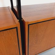 Vintage Italian double modular shelf bookcase in teak and metal