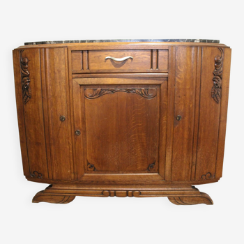 Low Art Deco oak and marble sideboard