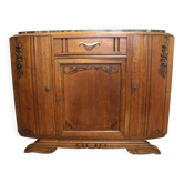 Buffet bas Art Déco chêne et marbre