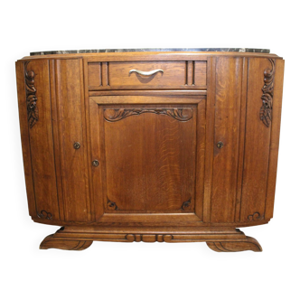 Low Art Deco oak and marble sideboard