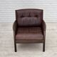 1970s, Scandinavian armchair, furniture leather, beech wood.