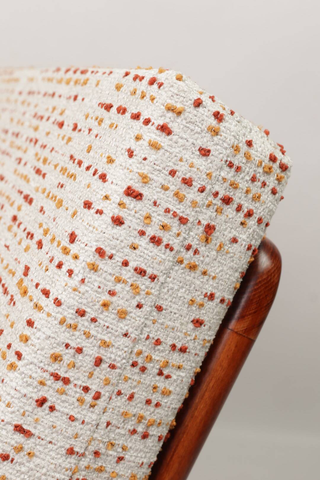 Scandinavian Vintage Armchair With Upholstery Bouclè Cushions Mid Century Design