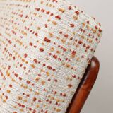 Scandinavian Vintage Armchair With Upholstery Bouclè Cushions Mid Century Design