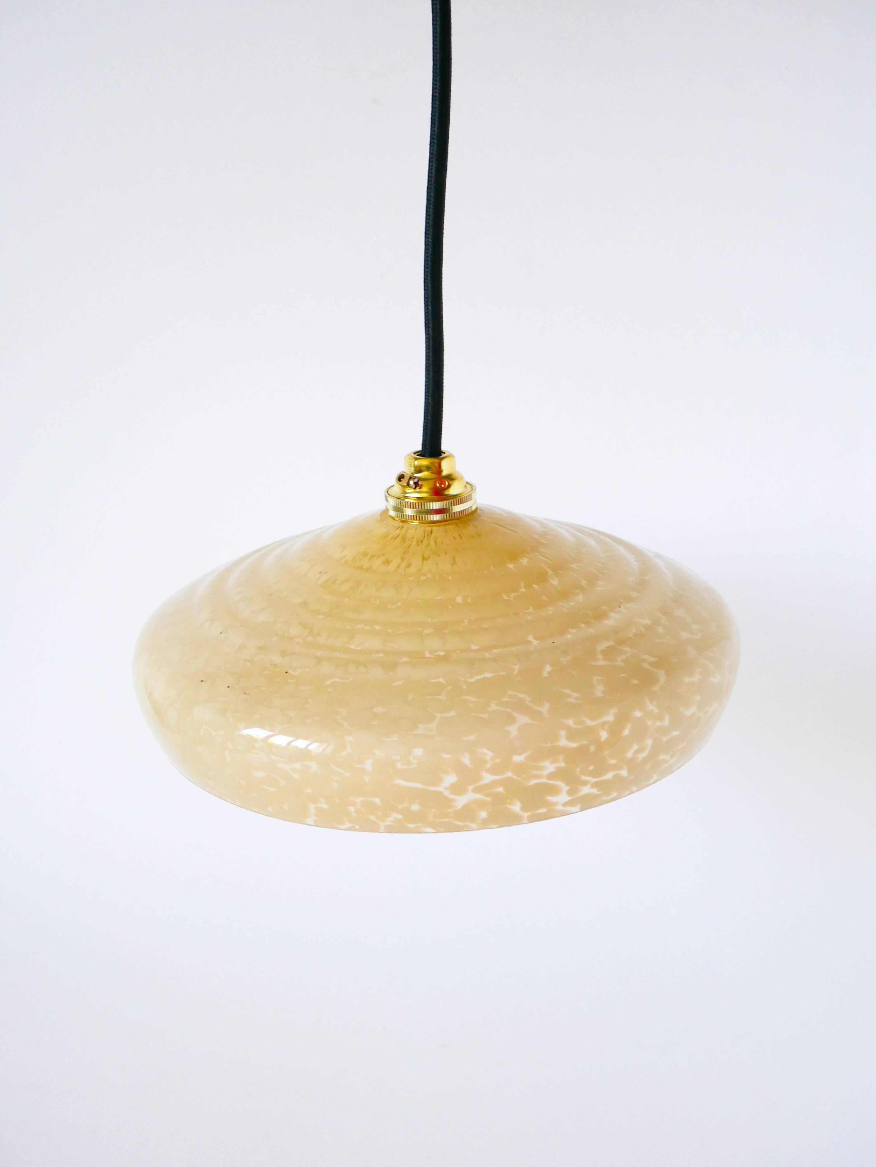 Clichy glass suspension, Dark Yellow, 1930 - 20 x 6.5 cm