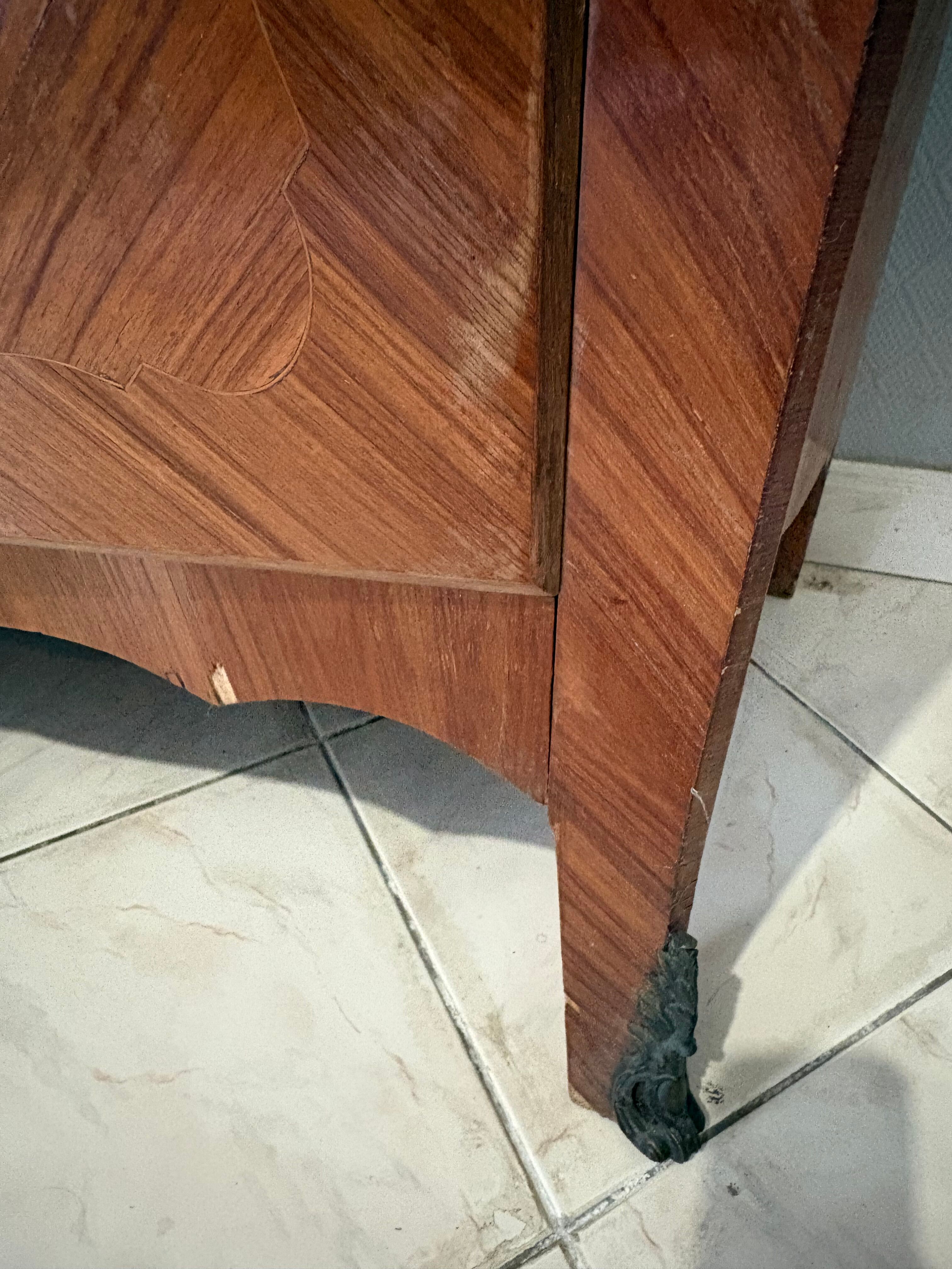 Louis XV style support table/pant drawer in marquetry