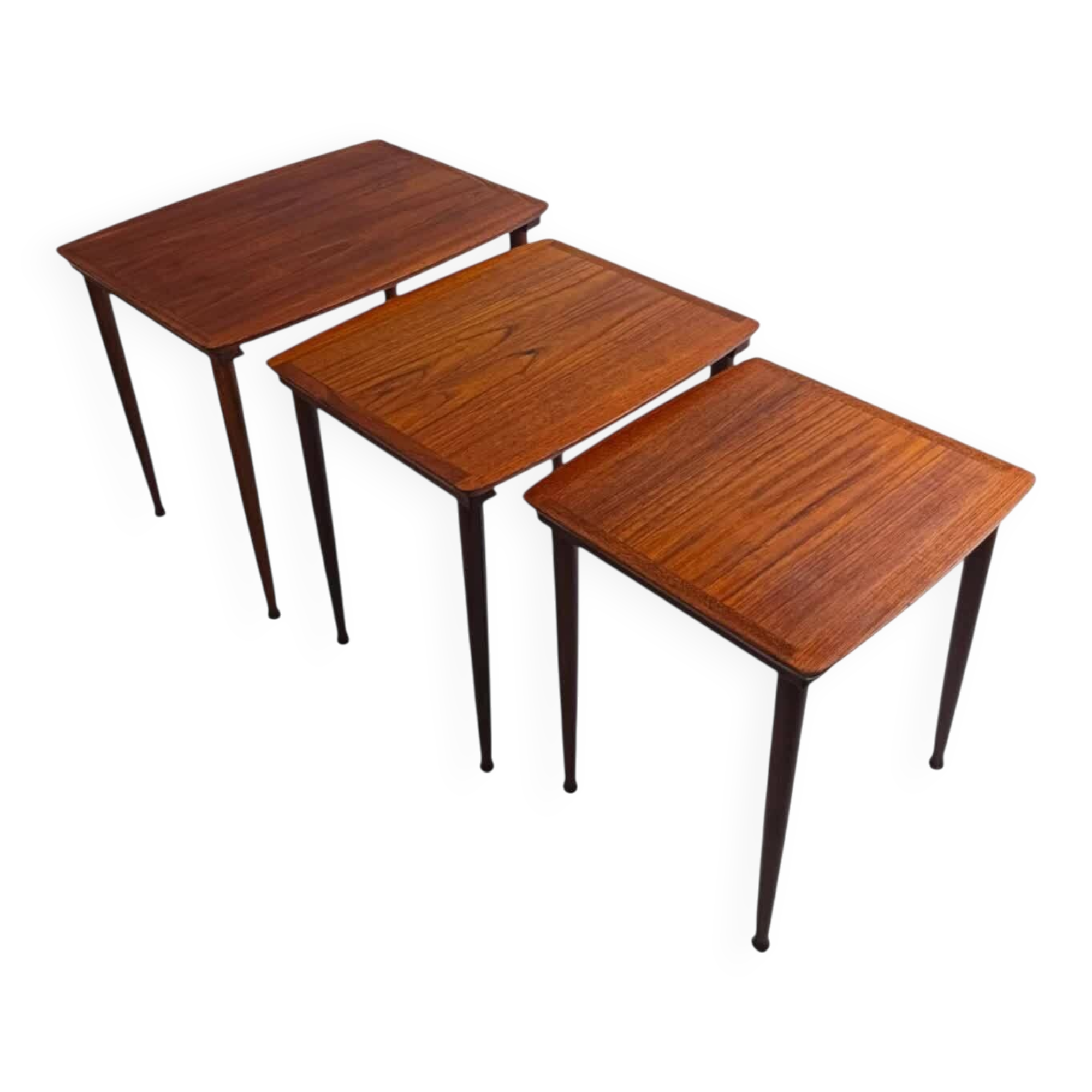 Nest of teak tables ×3, J. Aakjær Jørgensen, Denmark 1960s