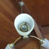 Pure art deco style chandelier with its 3 glass paste lamps