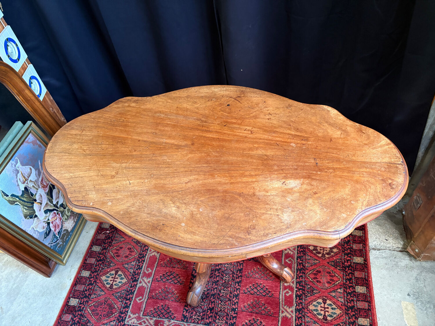 Antique wooden table – Napoleon III / Victorian style – With drawers