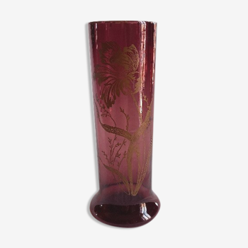 Vase vieux rose style art nouveau japonisant