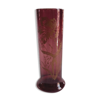 Vase vieux rose style art nouveau japonisant