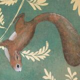 Painted canvas depicting squirrels. Contemporary.