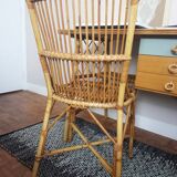 Bureau Louis Sognot et sa chaise en rotin