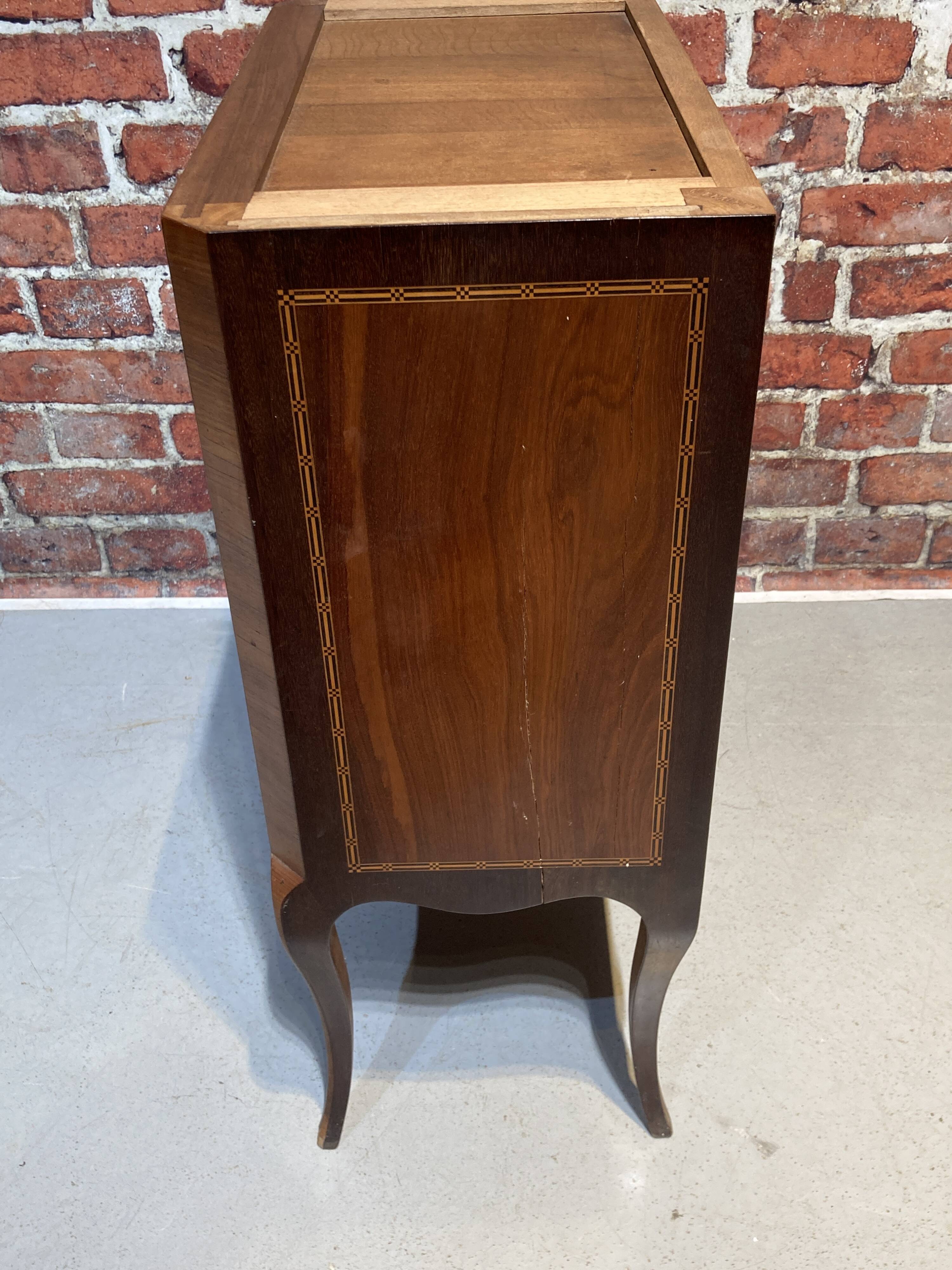 Louis XVI style chest of drawers with pink marble top