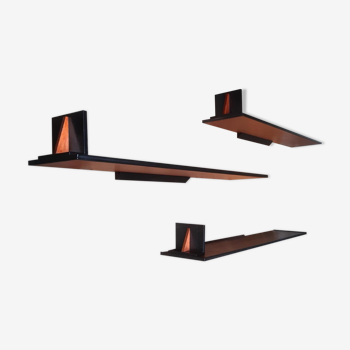 Lot de 3 étagères flottantes design belge, 1960